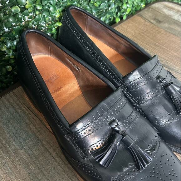 ⁀➷ Allen Edmonds Men’s Leather Tassel Black Loafers Shoes 9 1/2 B (B-845) - Picture 4 of 8